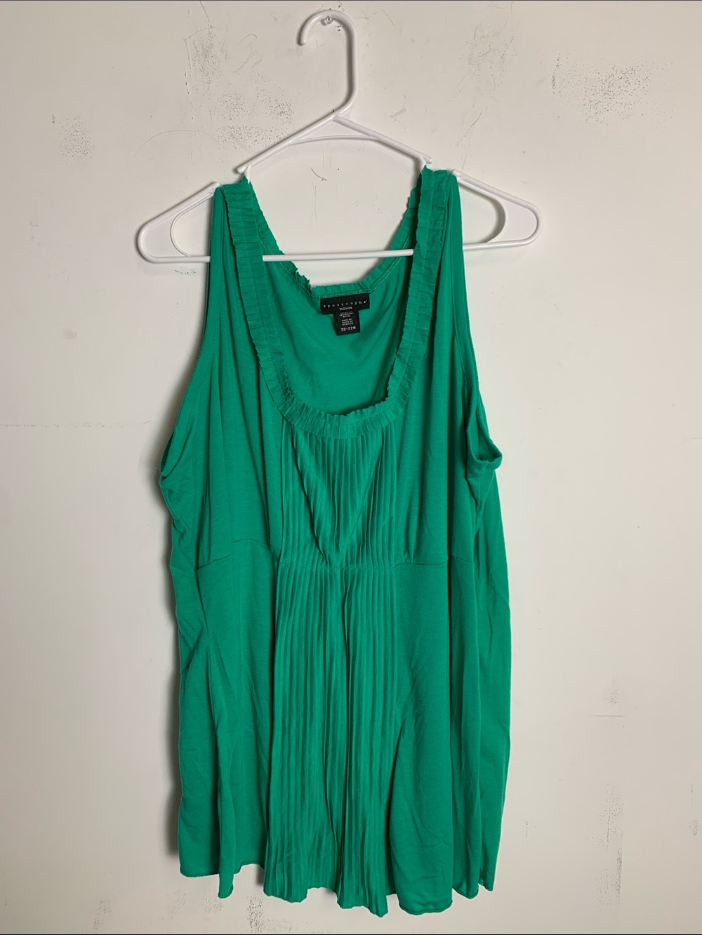 Apostrophe Teal Scoop Neck Ruffled Tank